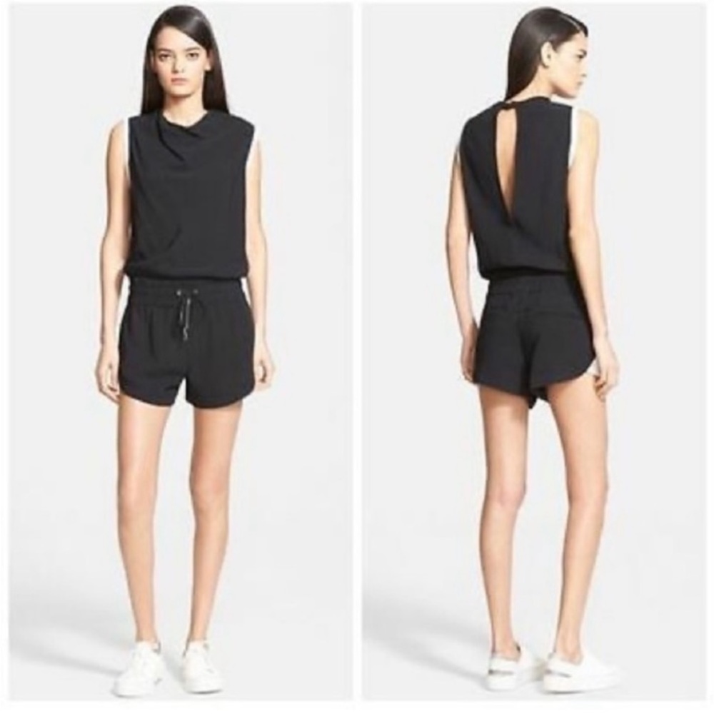 HELMET LANG - NWOT $520 Torsion Sleeveless Jumper Romper Black & Ivory Size 0